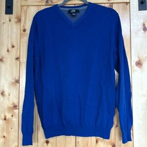 FC Foxcroft Cashmere Blend sweater V Neck Women’s Royal Blue EUC M Med Cotton